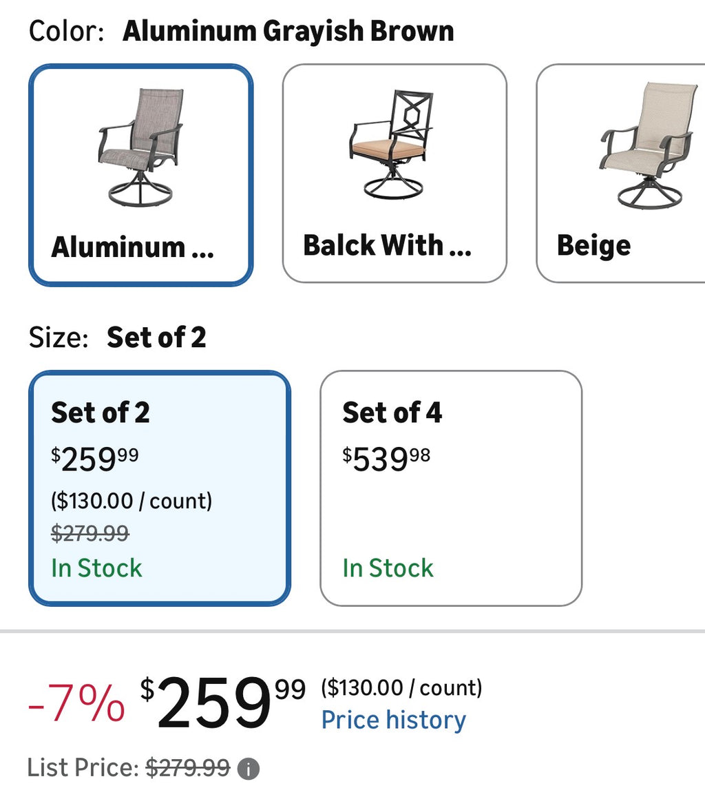 Swivel Patio Chair Set of 2