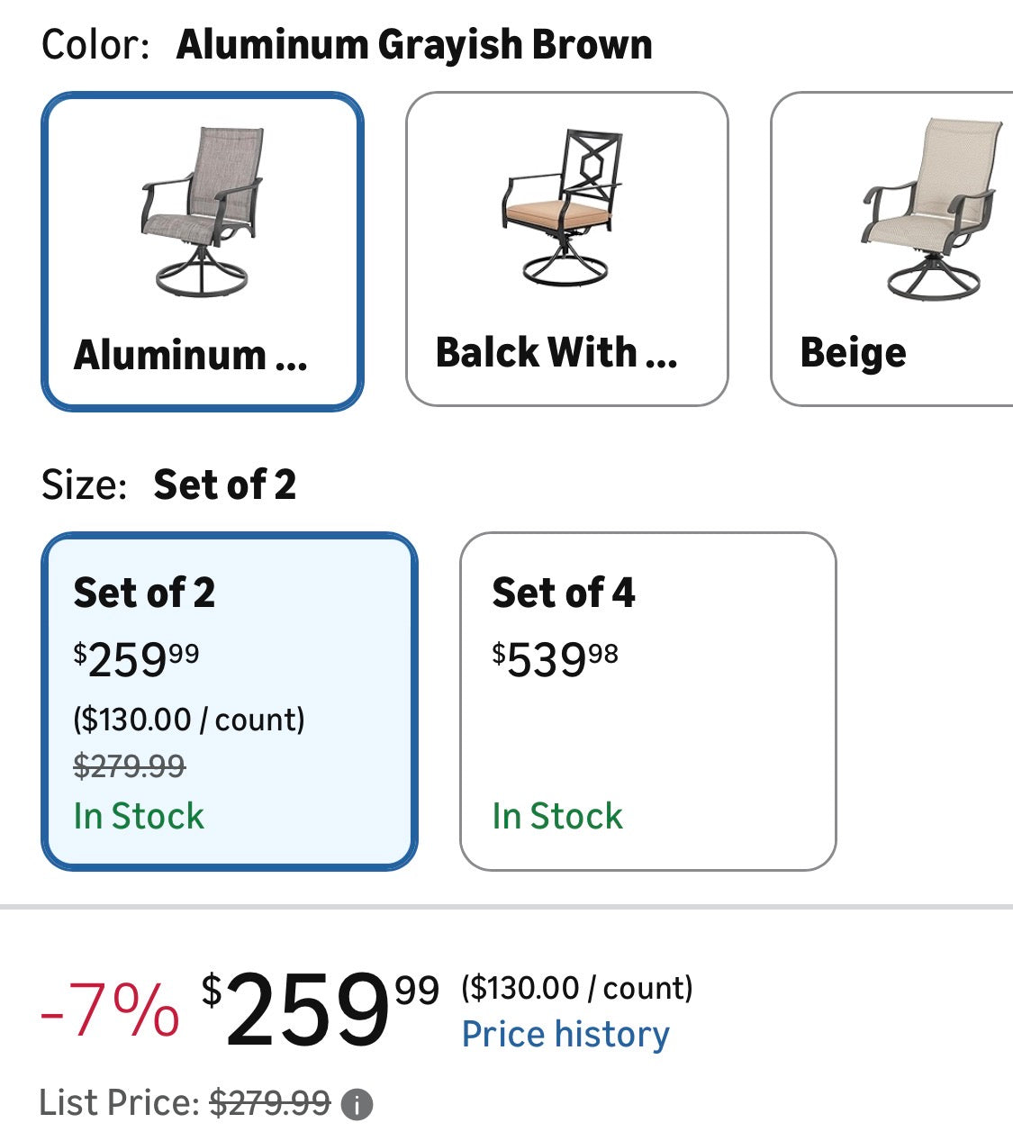 Swivel Patio Chair Set of 2