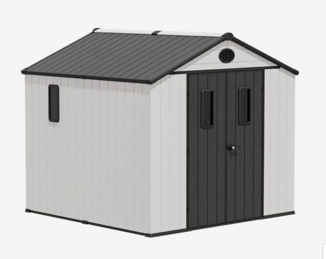 8 x 8 FT Plastic Outdoor Storage Shed with Floor,Garden Resin Shed with Window&nbsp;