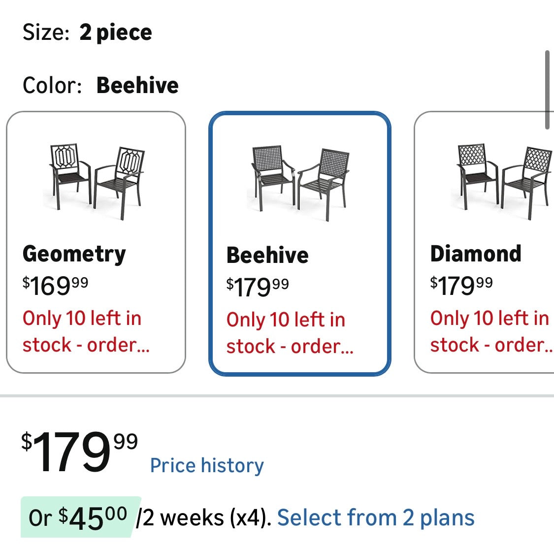 Patio Dining Chairs Set of 2, Stackable Metal Outdoor Chairs