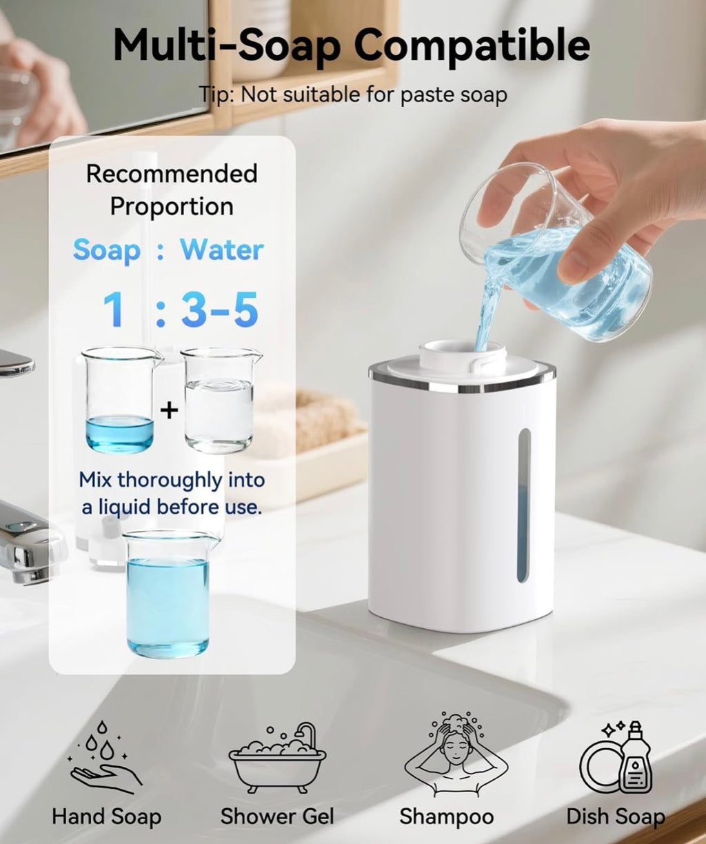 Foaming Soap Dispenser Touchless, USB Rechargeable Smart Hand Soap Dispenser