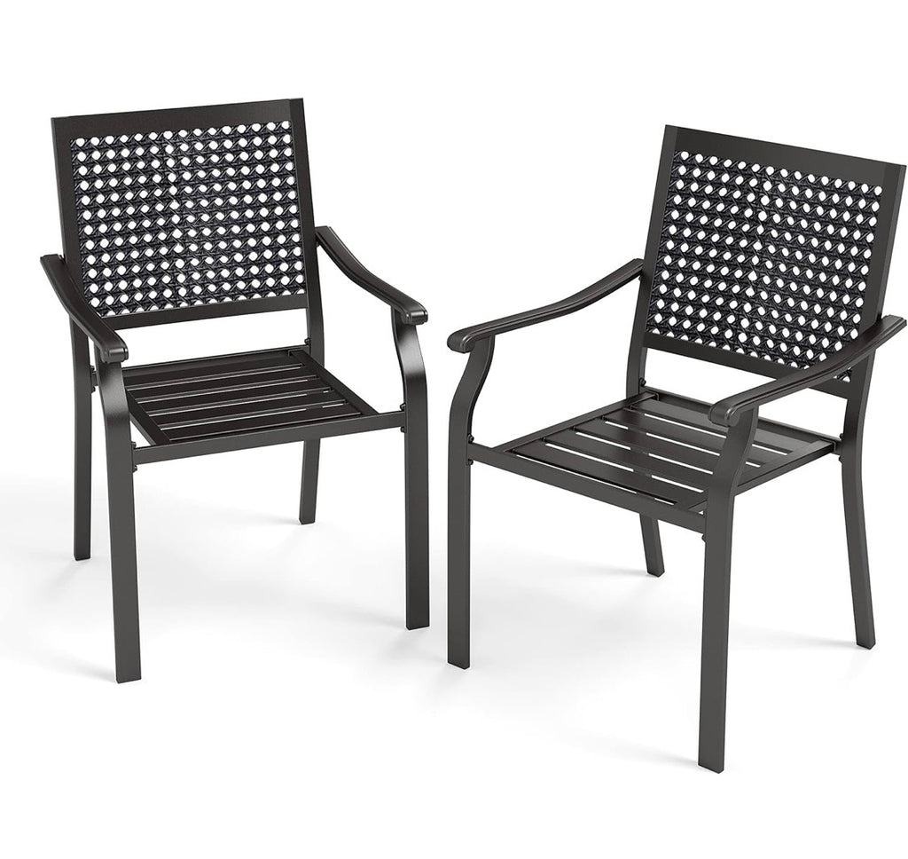 Patio Dining Chairs Set of 2, Stackable Metal Outdoor Chairs
