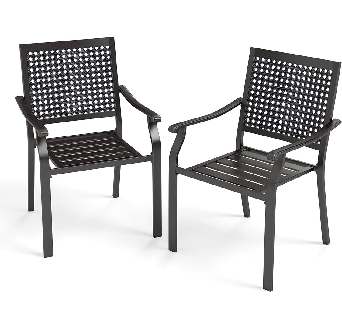 Patio Dining Chairs Set of 2, Stackable Metal Outdoor Chairs