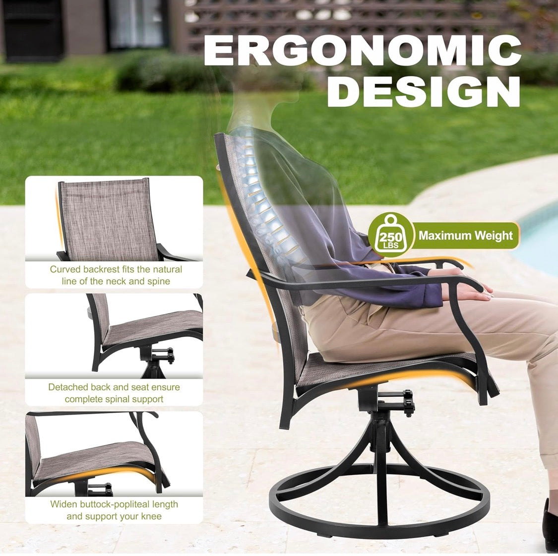 Swivel Patio Chair Set of 2