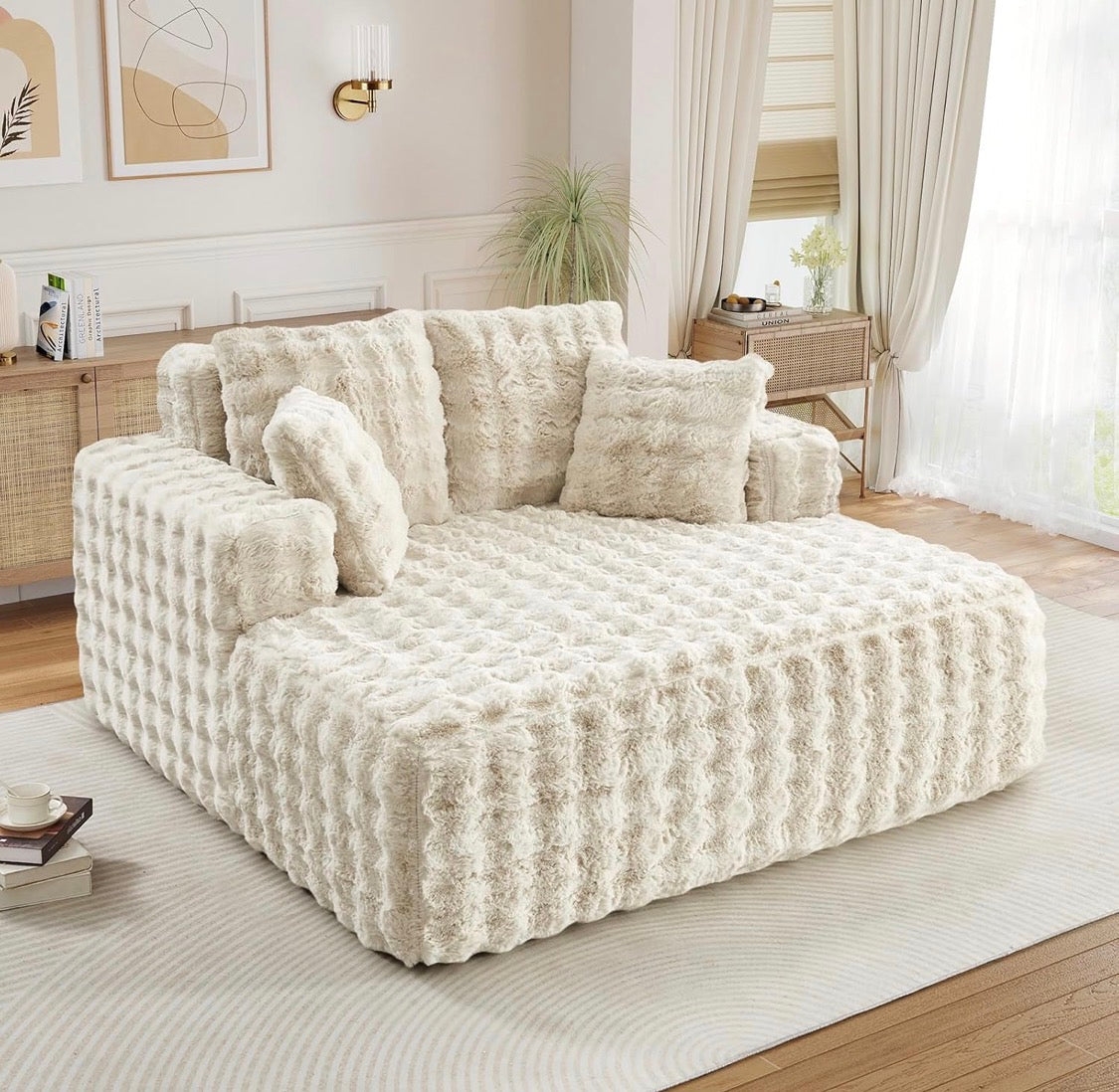 Oversized Chaise Lounge Indoor, Beige