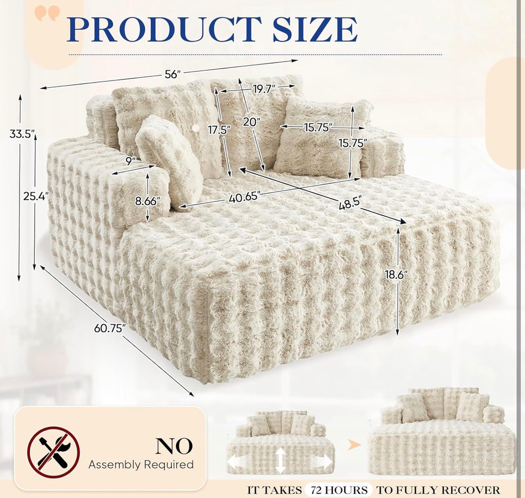 Oversized Chaise Lounge Indoor, Beige