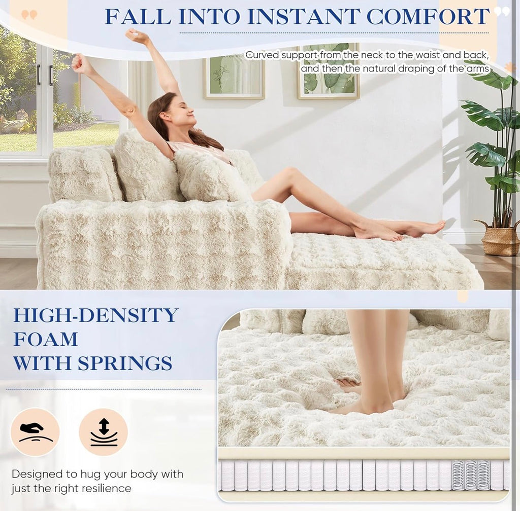 Oversized Chaise Lounge Indoor, Beige