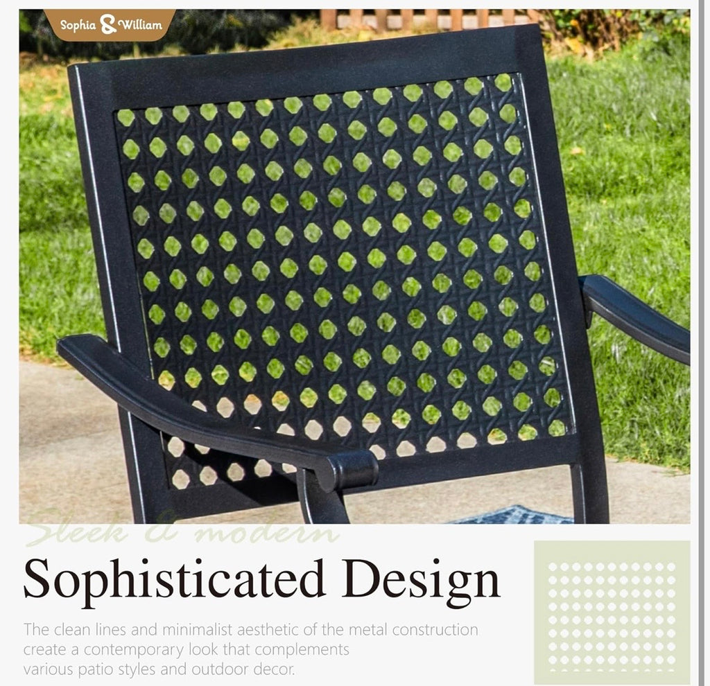 Patio Dining Chairs Set of 2, Stackable Metal Outdoor Chairs