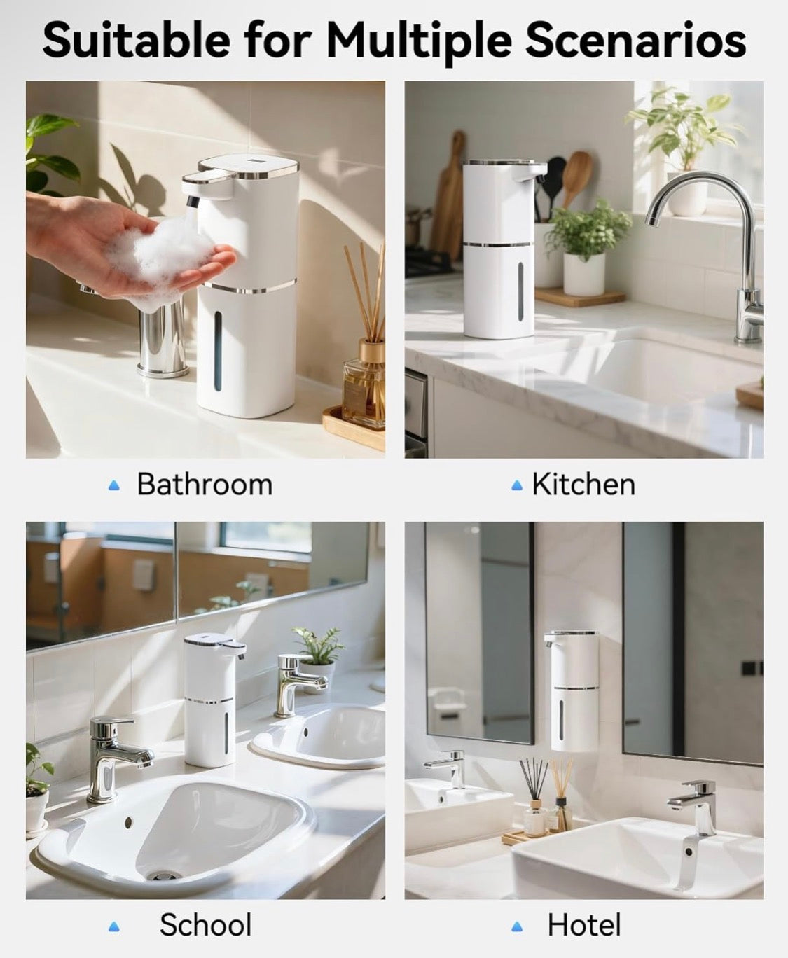 Foaming Soap Dispenser Touchless, USB Rechargeable Smart Hand Soap Dispenser