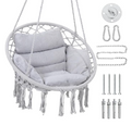 Macrame Hammock Hanging Swinging Chair, Grey