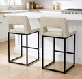 Counter Height Bar Stools Set of 2 for Kitchen Counter Modern Bar Chairs with Backs for Kitchen, Beige