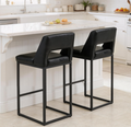 Counter Height Black Bar Stools Set of 2 for Kitchen Counter Modern Bar Chairs with Backs for Kitchen, Black