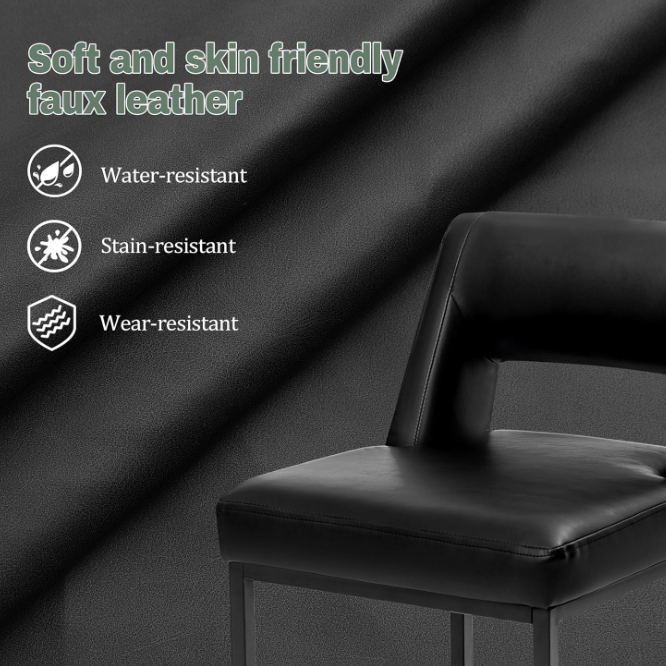 Counter Height Black Bar Stools Set of 2 for Kitchen Counter Modern Bar Chairs with Backs for Kitchen, Black