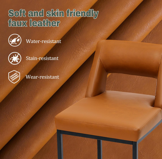 Counter Height Bar Stools Set of 2 for Kitchen Counter Modern Bar Chairs with Backs for Kitchen, Brown