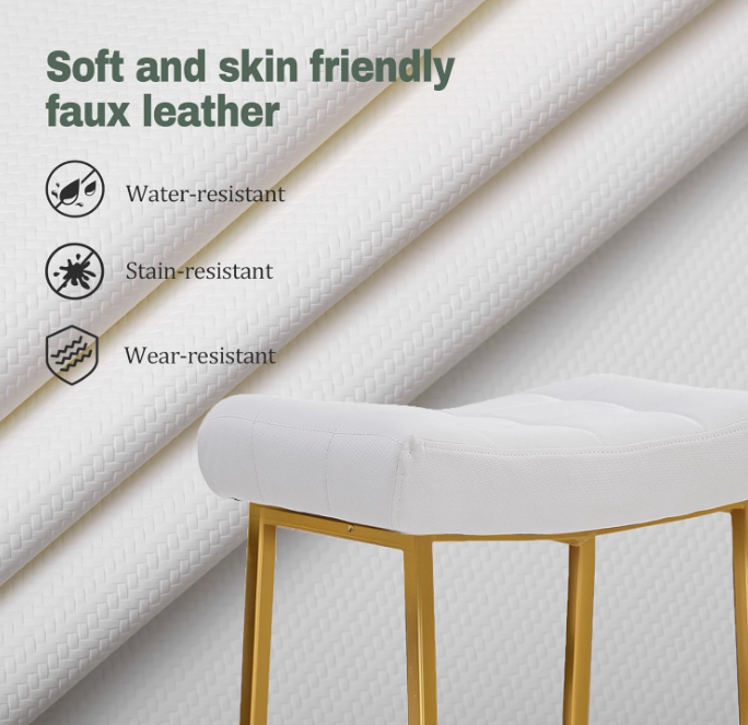 White &amp; Gold Counter Height Bar Stools Set of 2, White and Gold