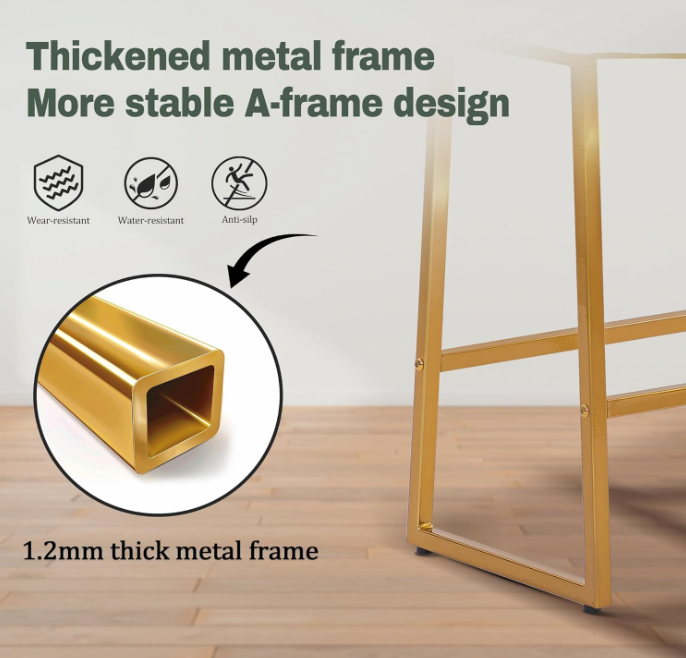 White &amp; Gold Counter Height Bar Stools Set of 2, White and Gold