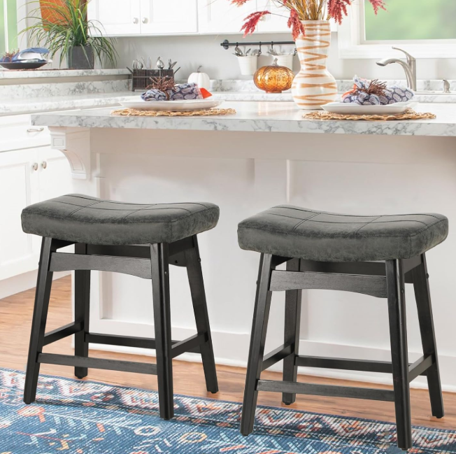 Counter Height Bar Stools Set of 2, Black