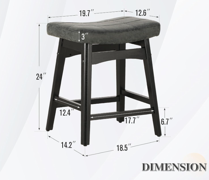 Counter Height Bar Stools Set of 2, Black
