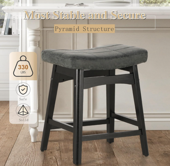 Counter Height Bar Stools Set of 2, Black