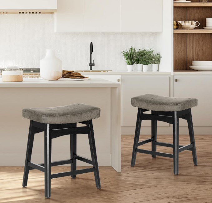 Counter Height Bar Stools Set of 2, Black
