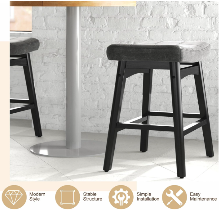 Counter Height Bar Stools Set of 2, Black