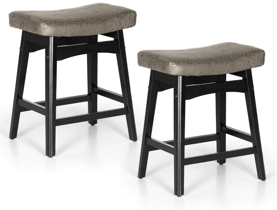 Counter Height Bar Stools Set of 2, Black