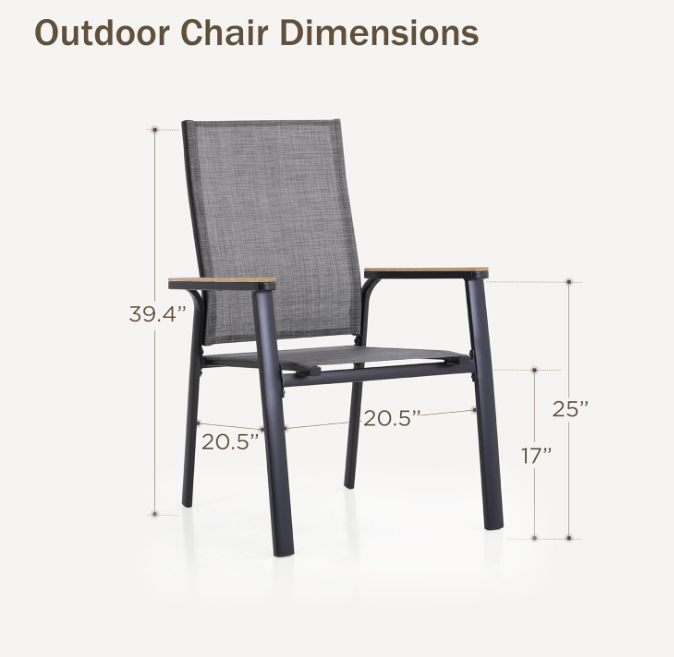 Outdoor Stackable Chairs, Patio Chairs Set of 2, gray
