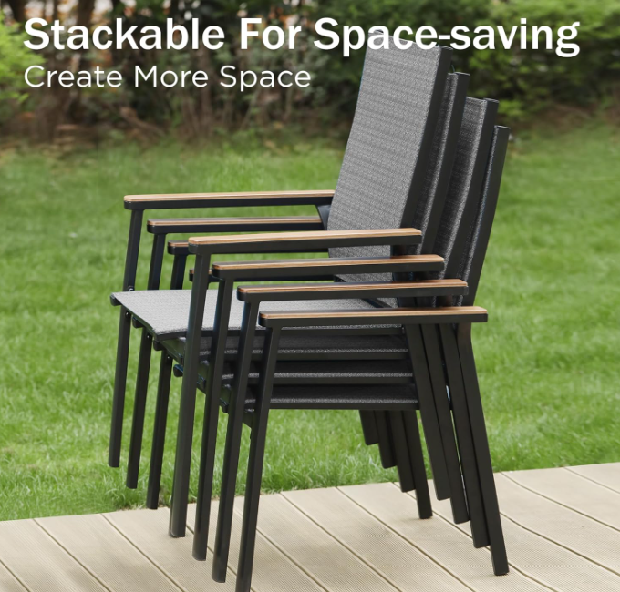 Outdoor Stackable Chairs, Patio Chairs Set of 2, gray