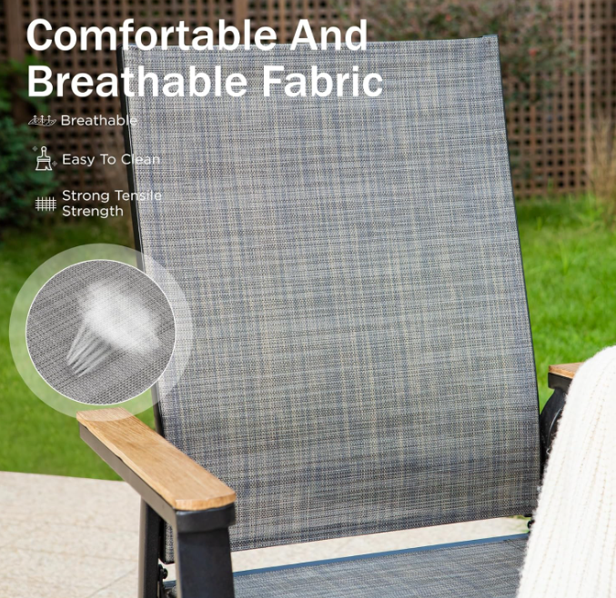 Outdoor Stackable Chairs, Patio Chairs Set of 2, gray
