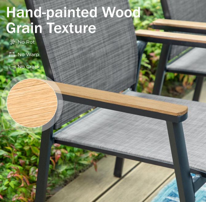 Outdoor Stackable Chairs, Patio Chairs Set of 2, gray