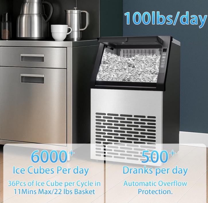 Commercial Ice Machine,100LBS/Day Stainless Steel