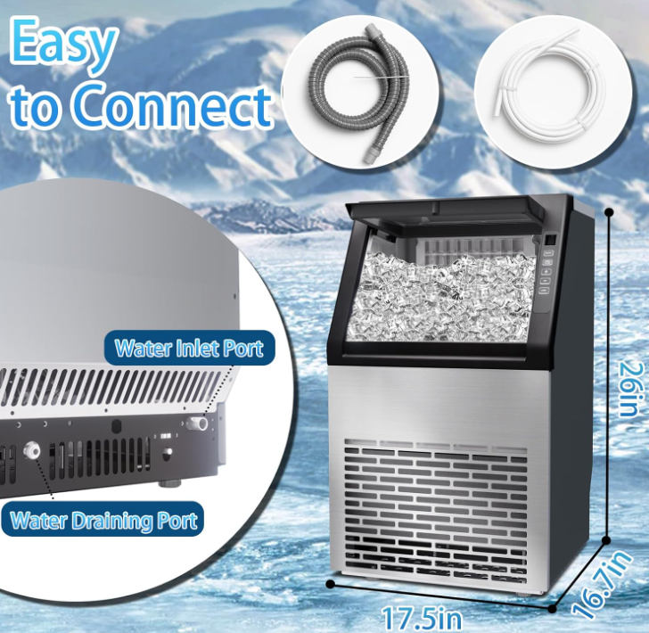 Commercial Ice Machine,100LBS/Day Stainless Steel