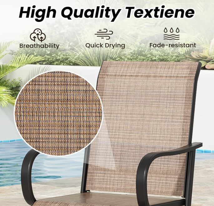 Patio Swivel Bar Stools Set of 2, Outdoor High Bistro Stools, Brown/Black