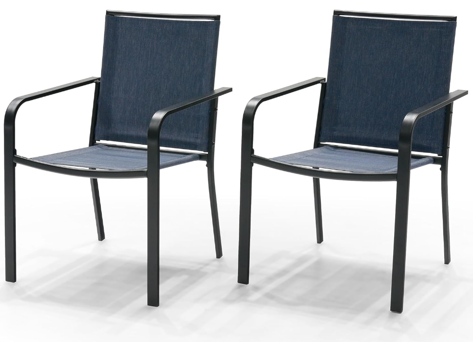 Patio Dining Chairs Set of 2 with Textilene mesh Fabric, Blue