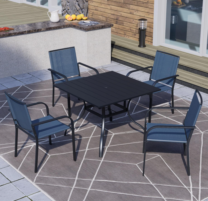 Patio Dining Chairs Set of 2 with Textilene mesh Fabric, Blue