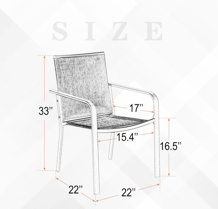 Patio Dining Chairs Set of 2 with Textilene mesh Fabric, Blue