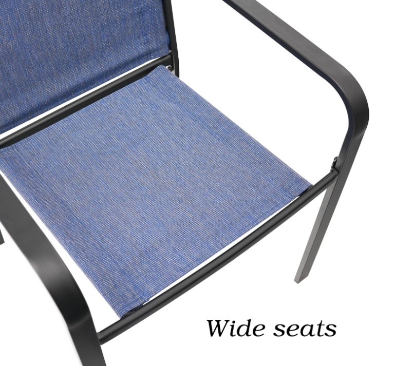 Patio Dining Chairs Set of 2 with Textilene mesh Fabric, Blue