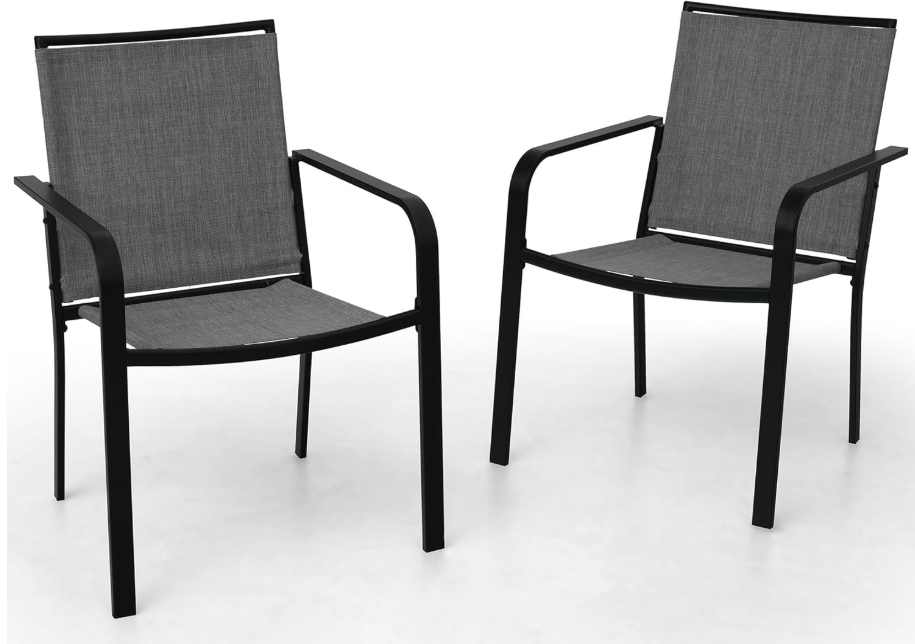 Patio Dining Chairs Set of 2 with Textilene mesh Fabric, Gray