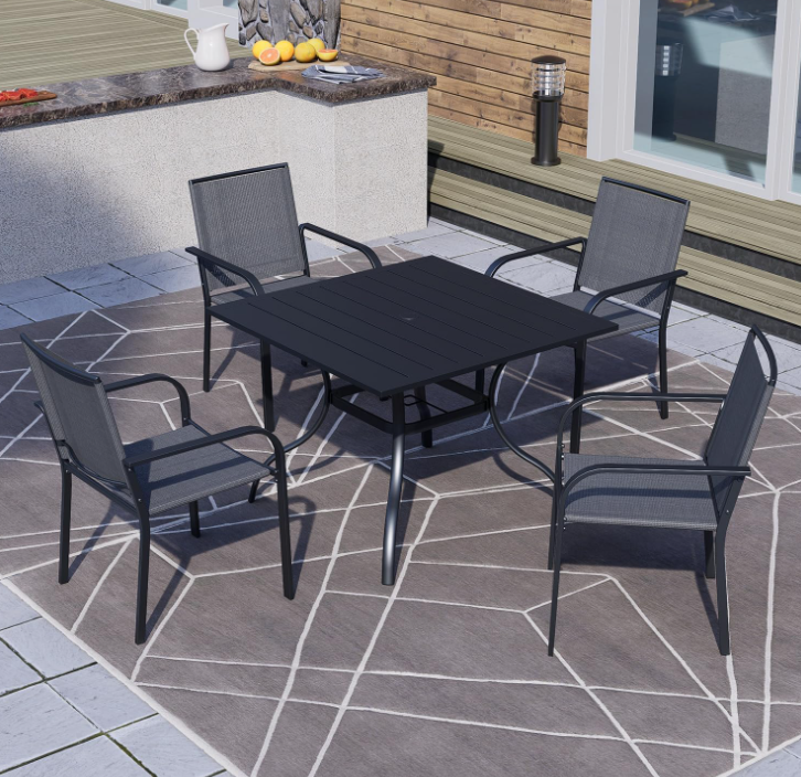 Patio Dining Chairs Set of 2 with Textilene mesh Fabric, Gray