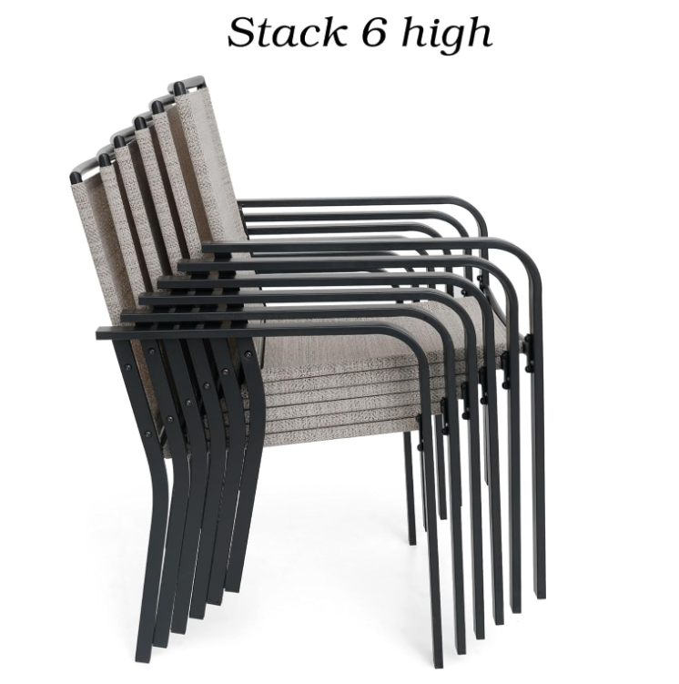 Patio Dining Chairs Set of 2 with Textilene mesh Fabric, Gray