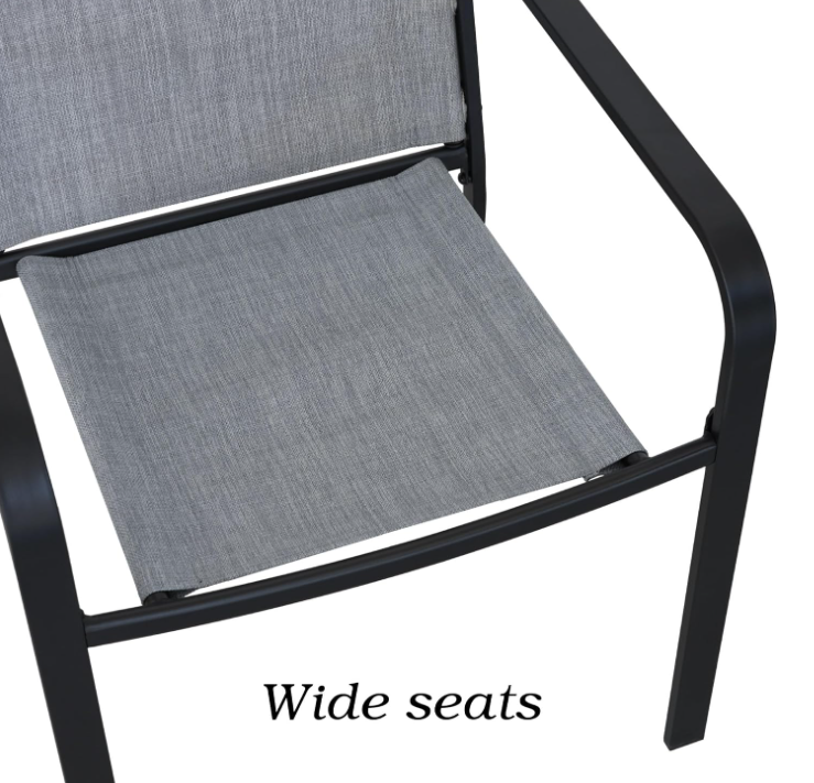 Patio Dining Chairs Set of 2 with Textilene mesh Fabric, Gray