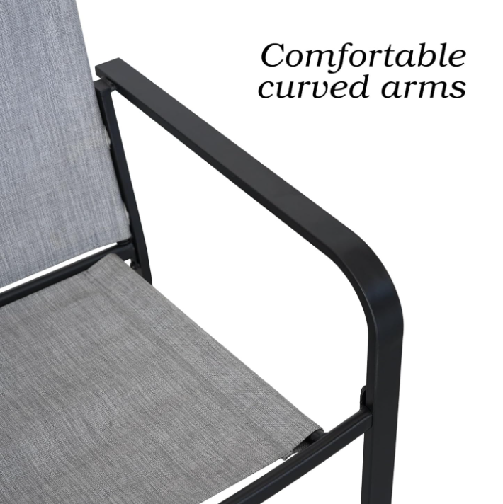 Patio Dining Chairs Set of 2 with Textilene mesh Fabric, Gray