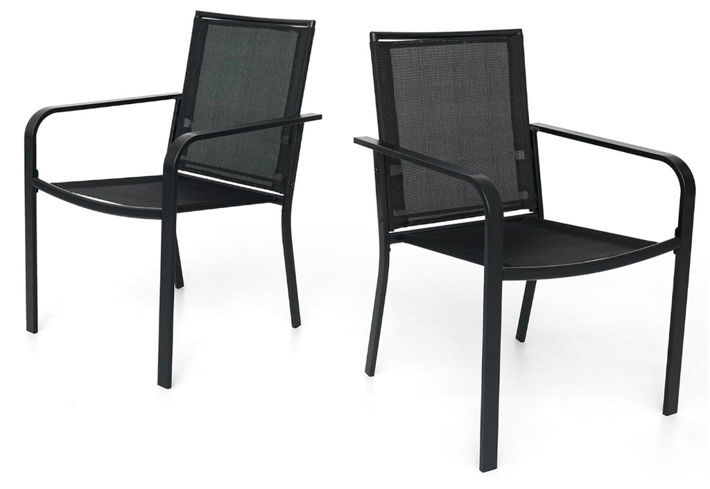 Patio Dining Chairs Set of 2 with Textilene mesh Fabric, Black