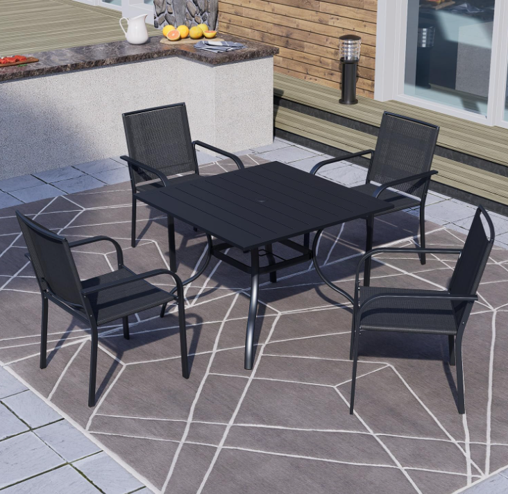 Patio Dining Chairs Set of 2 with Textilene mesh Fabric, Black