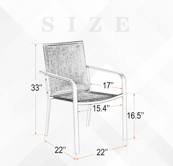 Patio Dining Chairs Set of 2 with Textilene mesh Fabric, Black