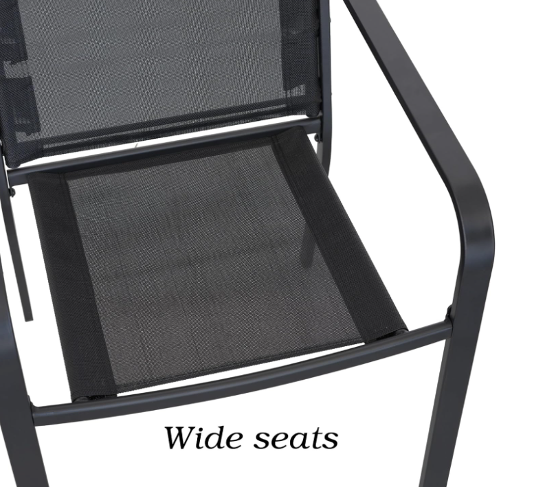 Patio Dining Chairs Set of 2 with Textilene mesh Fabric, Black