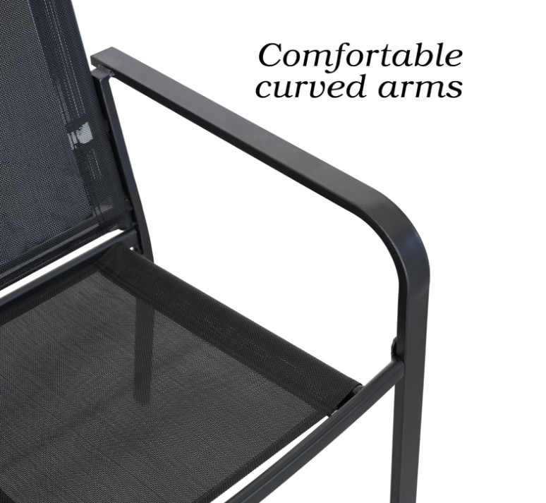 Patio Dining Chairs Set of 2 with Textilene mesh Fabric, Black