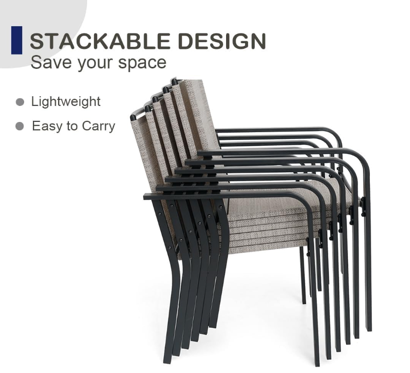 Patio Dining Chairs Set of 2 with Textilene mesh Fabric, Black