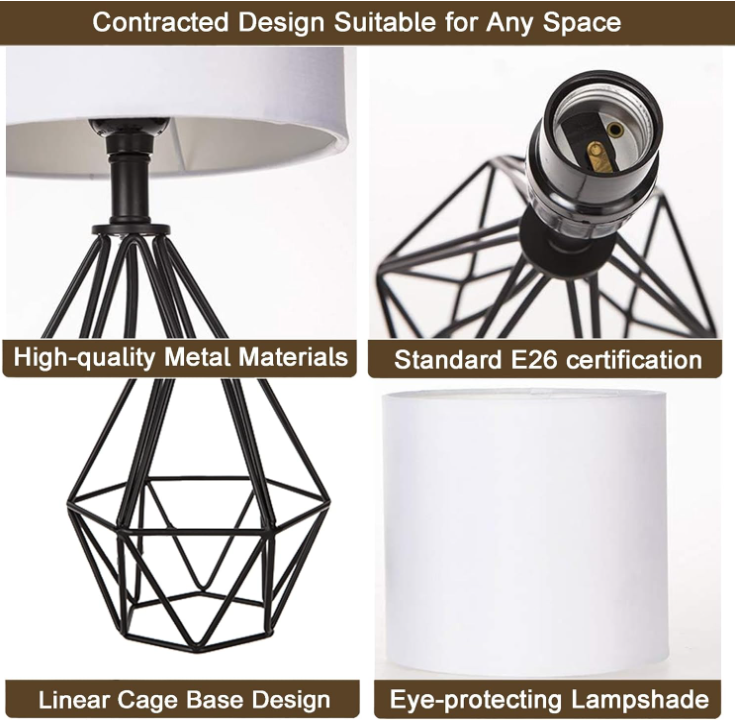 Black Table Lamps Set of 2, Black