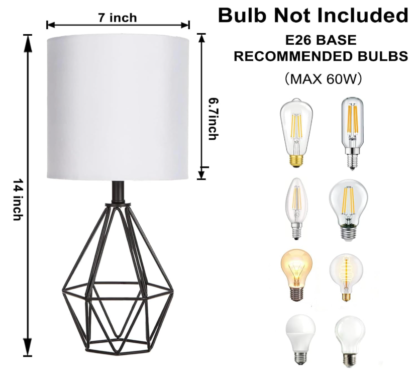 Black Table Lamps Set of 2, Black